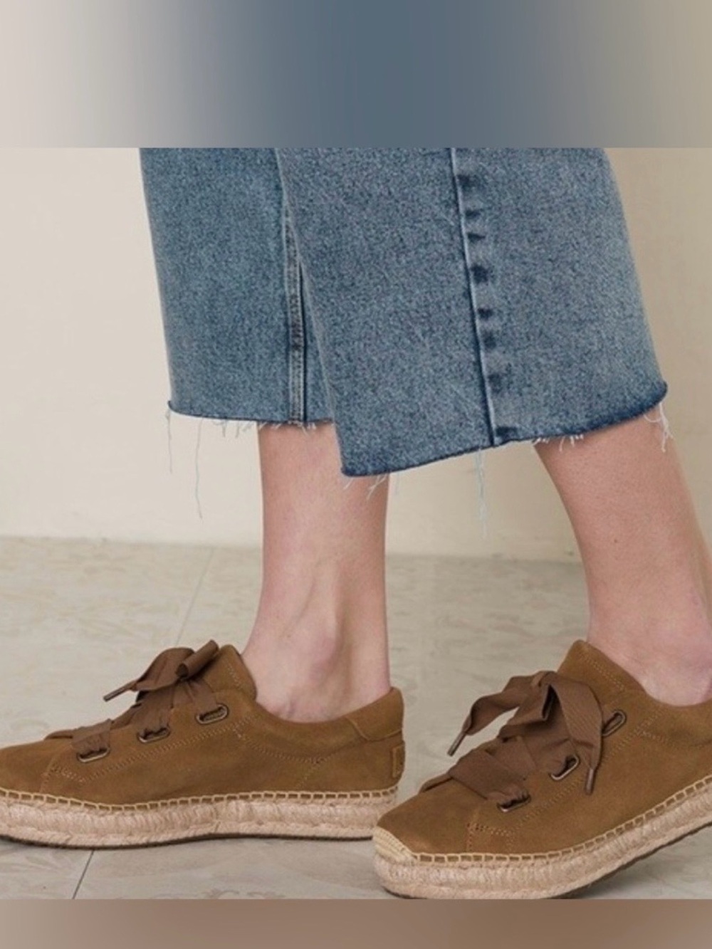 UGG Tan Suede Espadrille Sneaker with Ribbon Laces 8 (fit like 7)